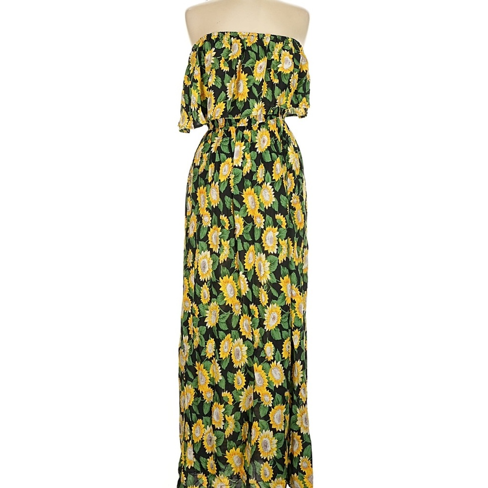 Strapless Sunflower Maxi Dress